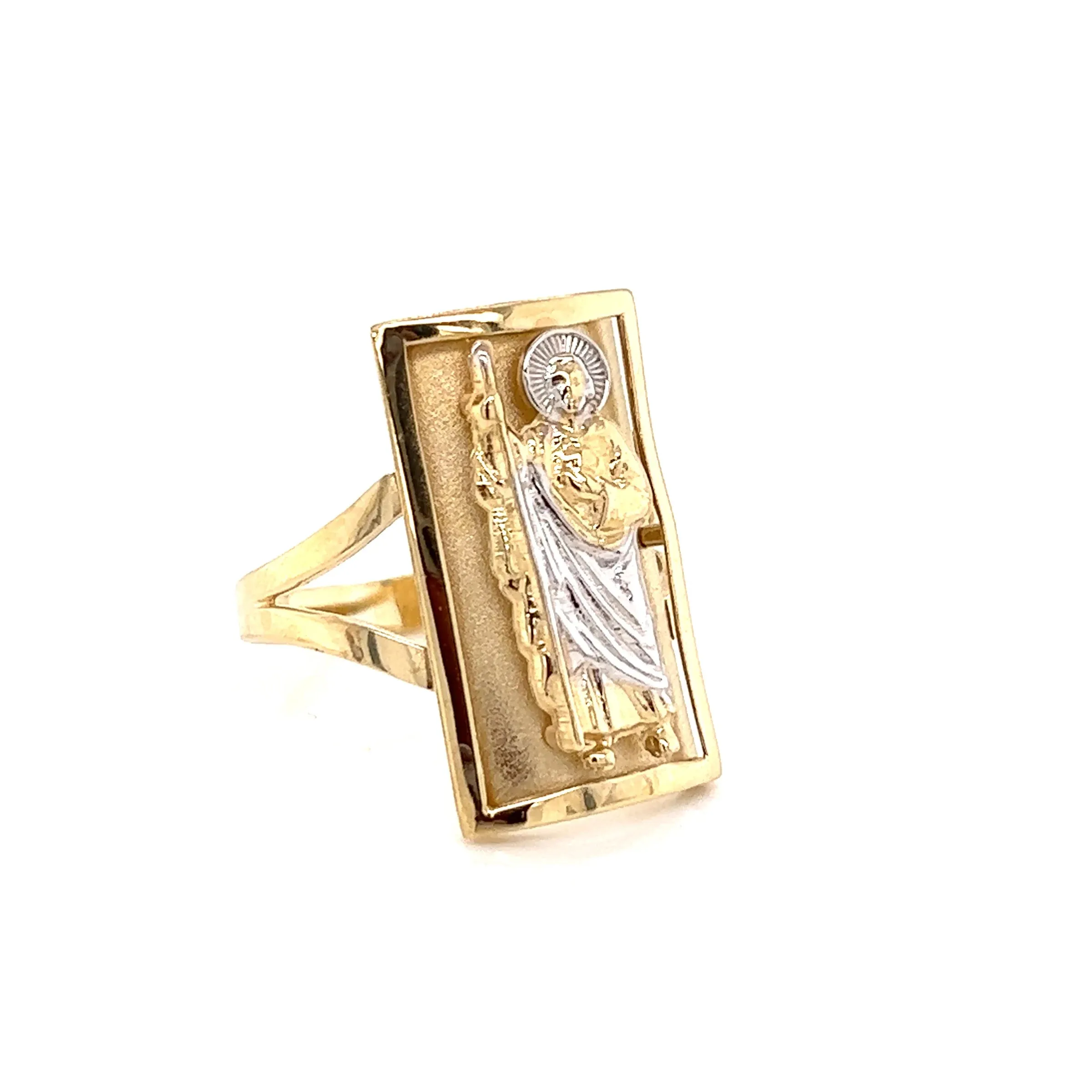14K GOLD Square San Judas Ring CZ diamond