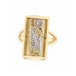 14K GOLD Square San Judas Ring CZ diamond