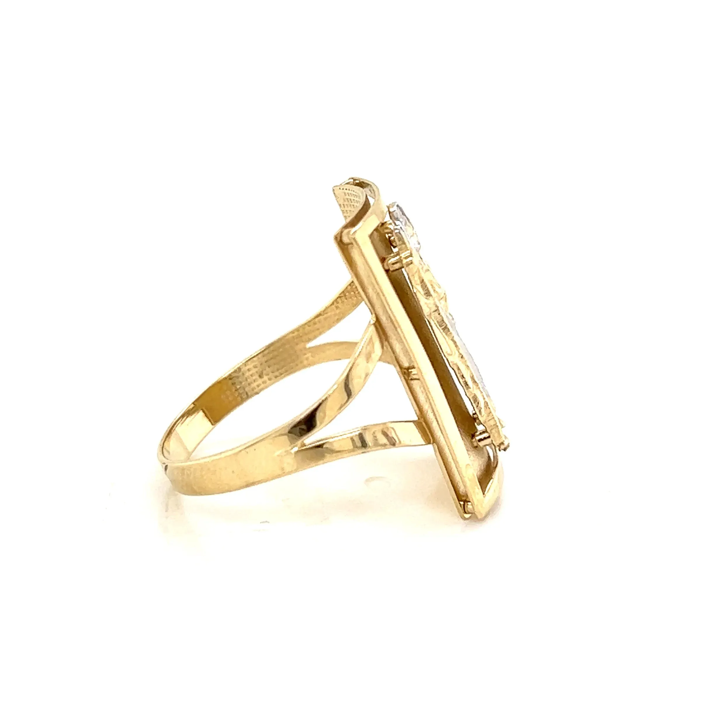 14K GOLD Square San Judas Ring CZ diamond