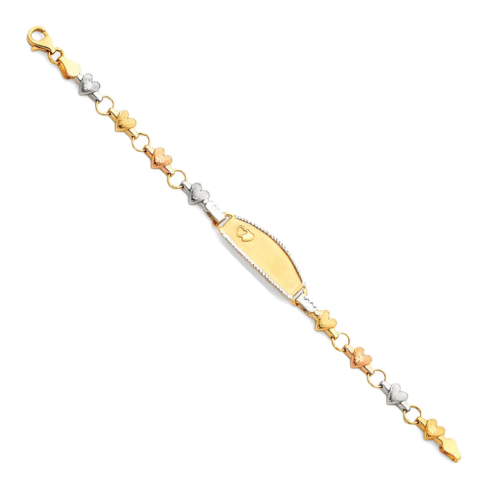 14k Gold Stampato Heart ID Bracelets and Charms
