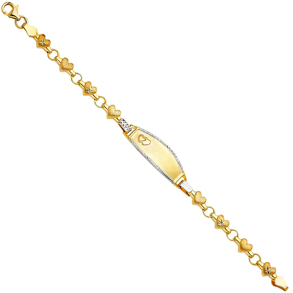 14k Gold Stampato Heart ID Bracelets and Charms