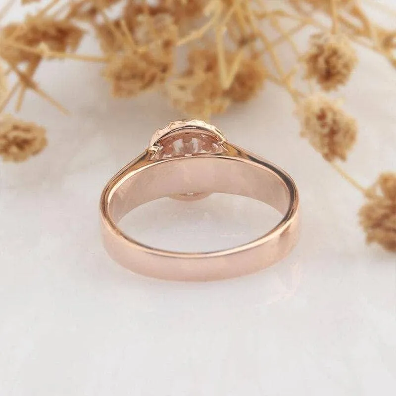 14k Rose Gold 0.5ct Diamond Halo Engagement Ring