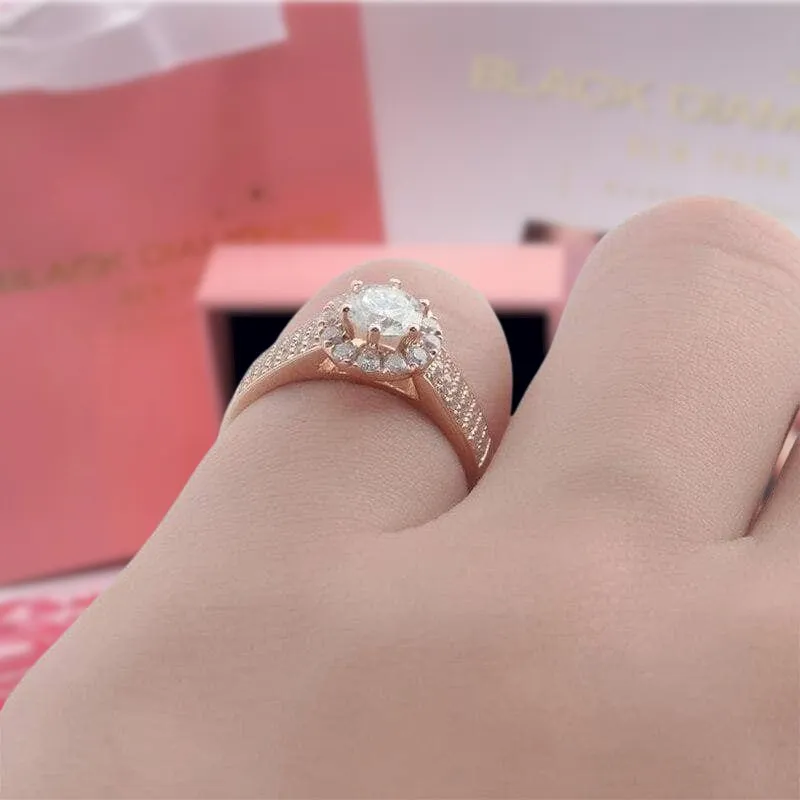 14k Rose Gold 0.5ct Diamond Halo Engagement Ring