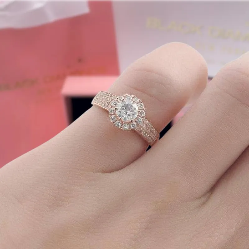 14k Rose Gold 0.5ct Diamond Halo Engagement Ring