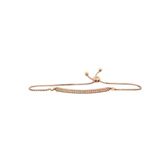 14k Rose Gold .40ct G VS2 Round diamond Bar Bolo Bracelet