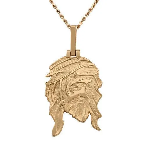 14k Rose Gold Diamond Two Side Jesus Head Pendant 1.12 Ctw