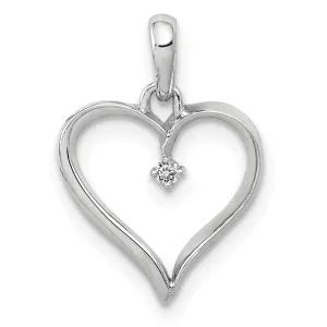 14K White Gold 1/20ct. Diamond Heart Pendant