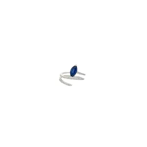 14K WHITE GOLD 1.25CT MARQUISE BLUE SAPPHIRE AA AND .25CT G VS2 DIAMOND SNAKE RING