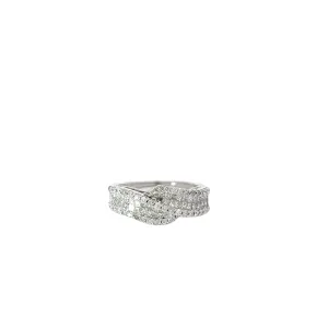 14k White Gold 1.50ct Princess Cut and Round Total Diamond Weight Invisible Set Ring