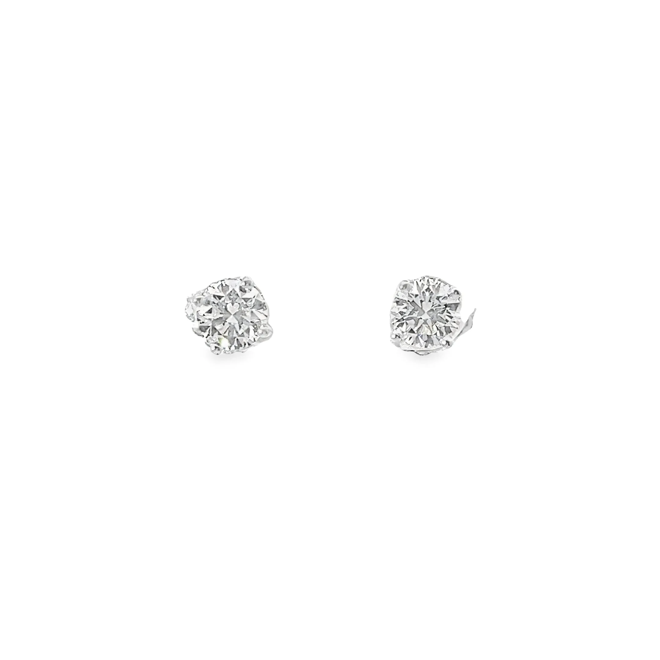 14K WHITE GOLD  1.78CT GHVS2 ROUND AND .12CT GVVS2 ROUND UNDER HALO DIAMOND STUDS