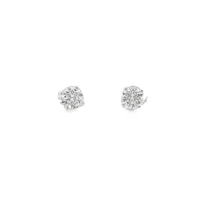 14K WHITE GOLD  1.78CT GHVS2 ROUND AND .12CT GVVS2 ROUND UNDER HALO DIAMOND STUDS