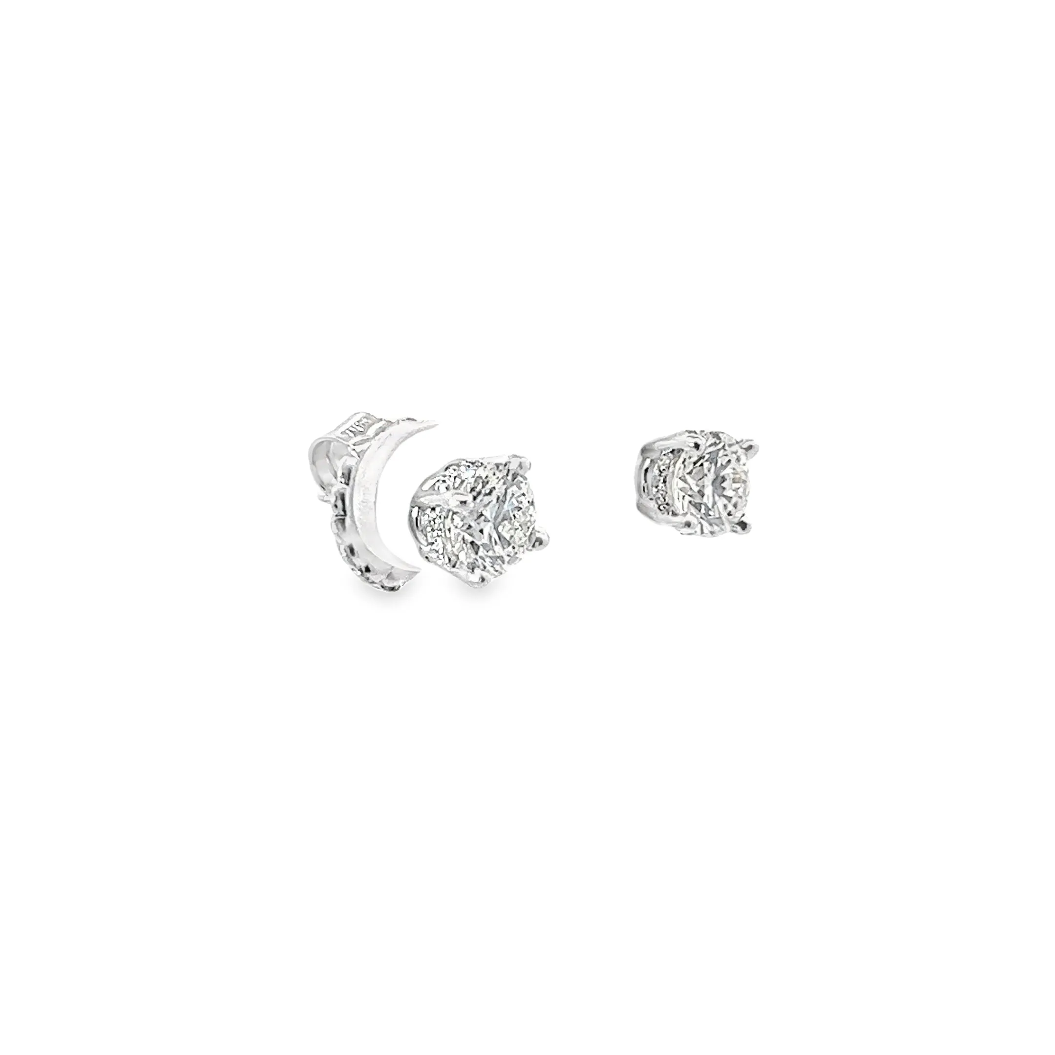 14K WHITE GOLD  1.78CT GHVS2 ROUND AND .12CT GVVS2 ROUND UNDER HALO DIAMOND STUDS