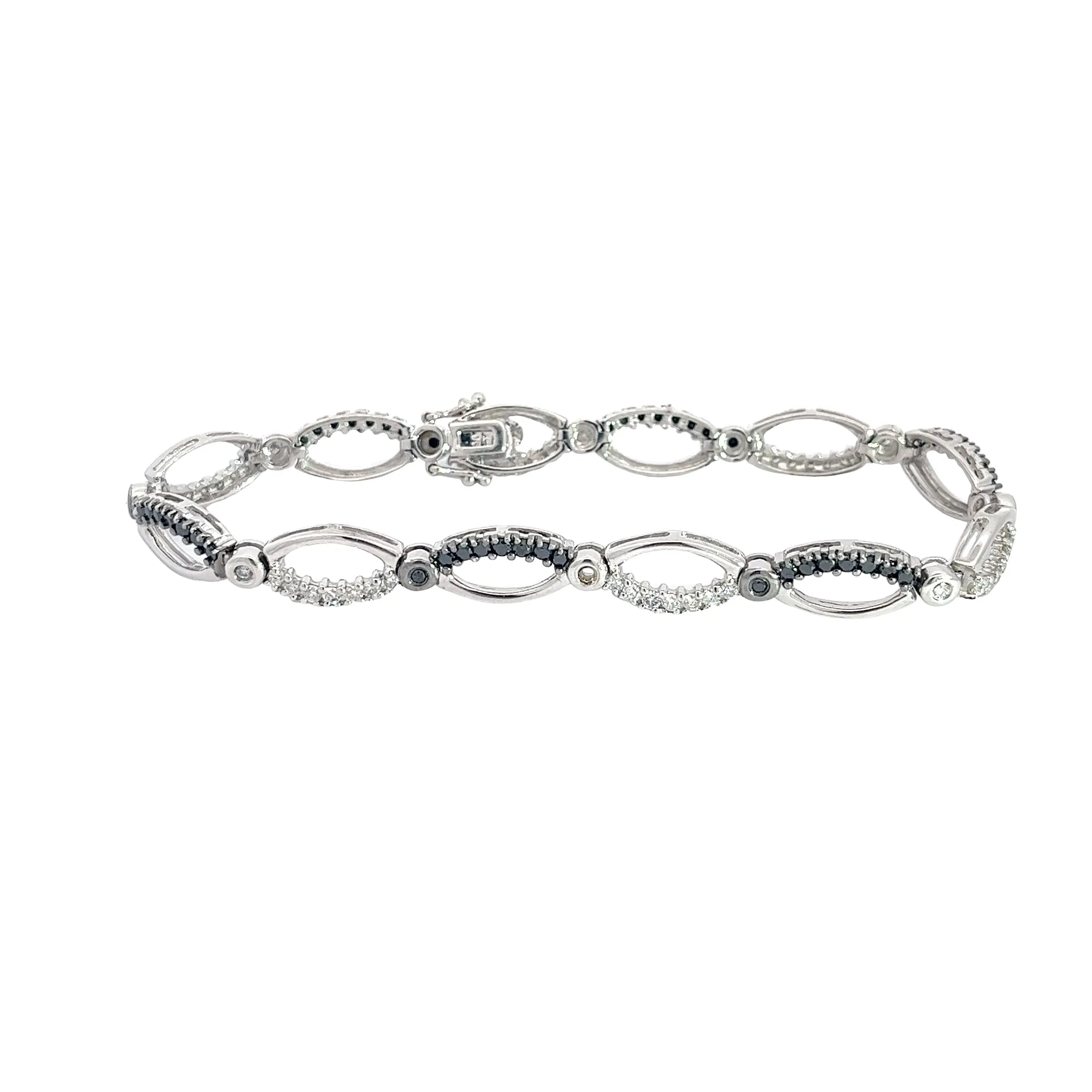 14k White Gold 2.00ct Black and White Diamond Bracelet