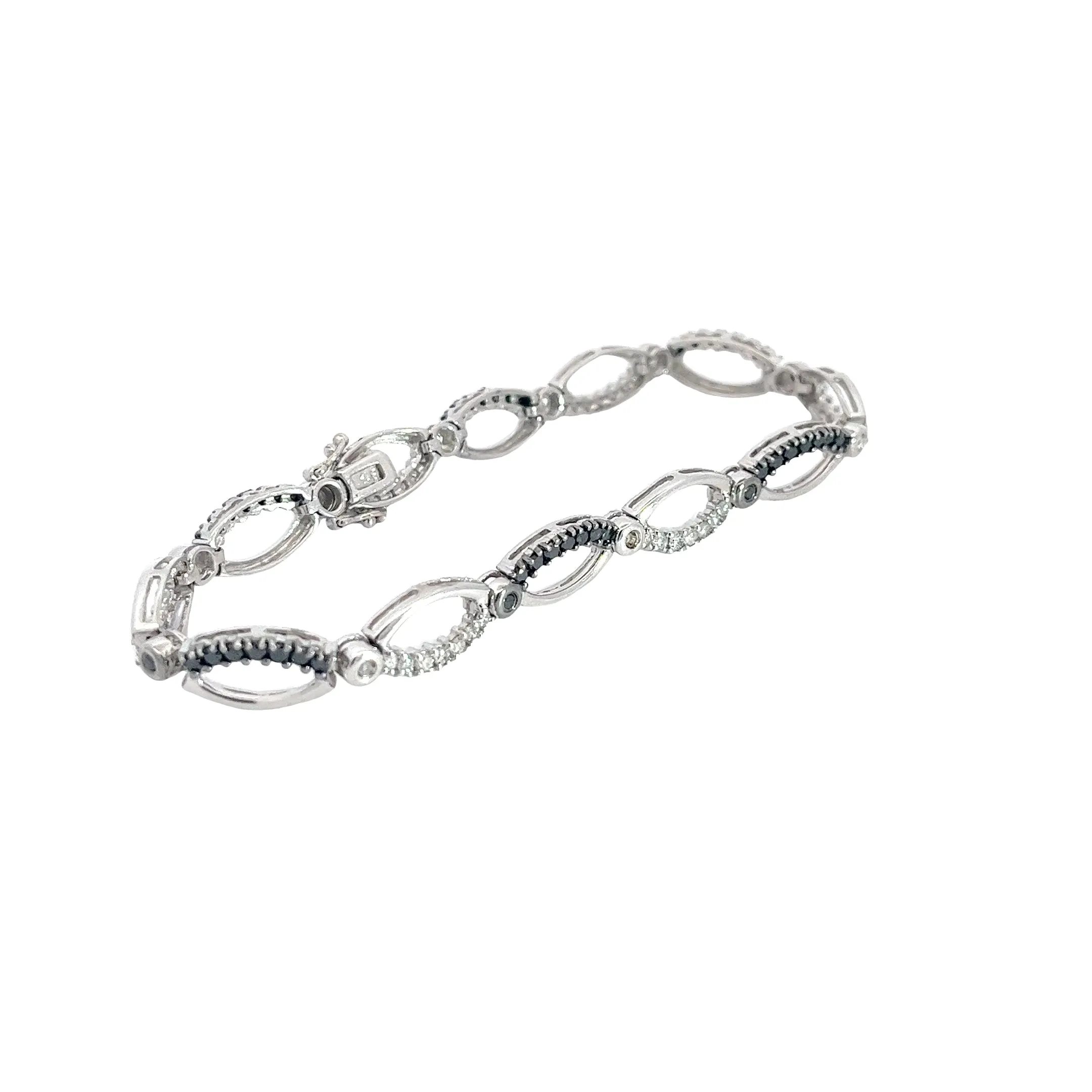 14k White Gold 2.00ct Black and White Diamond Bracelet