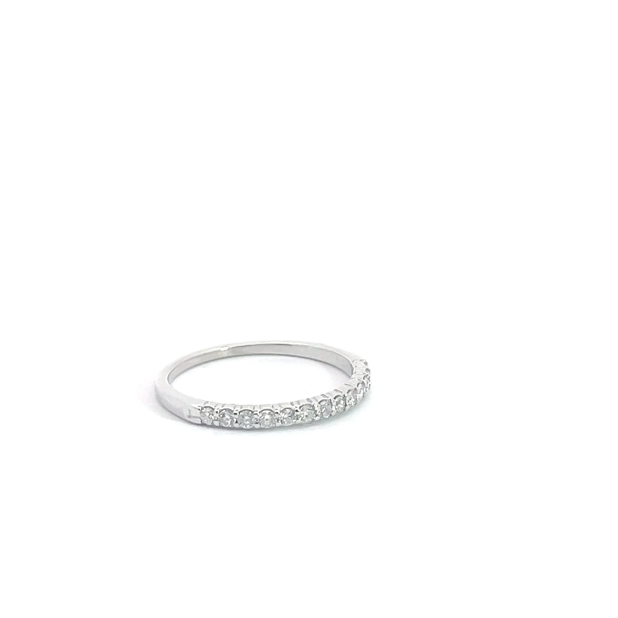 14K White Gold .25ct F VS2 Round Diamond Wedding Band Size 7