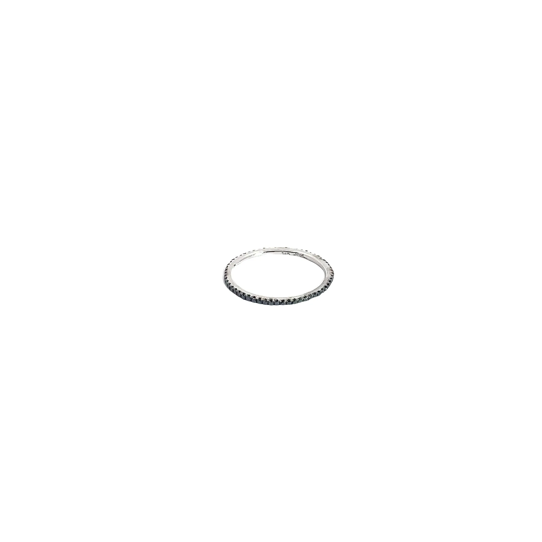 14k White Gold .35ct Black Round Diamond Stackable ring