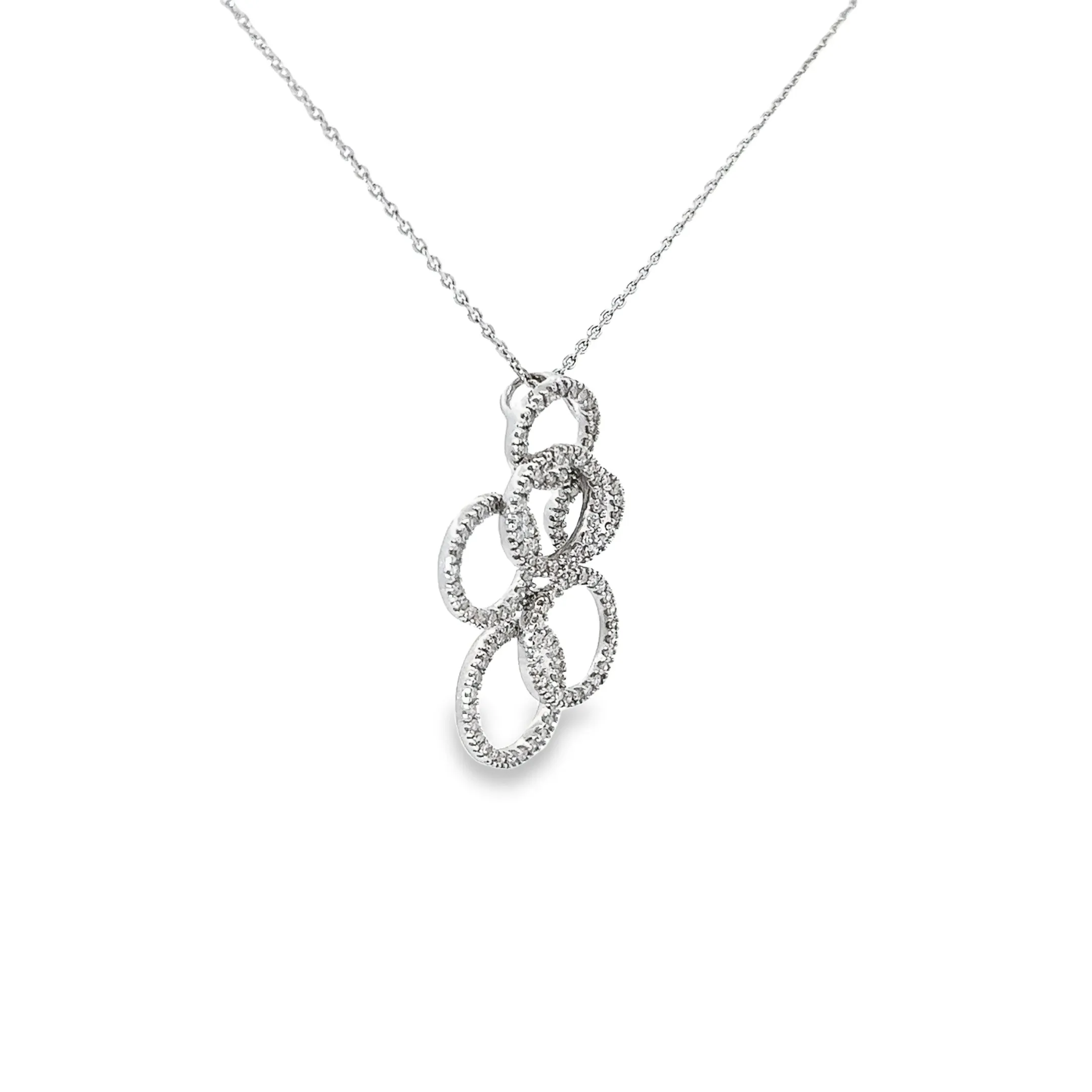14k White Gold .58ct H SI1 Round Diamond Bubble Necklace