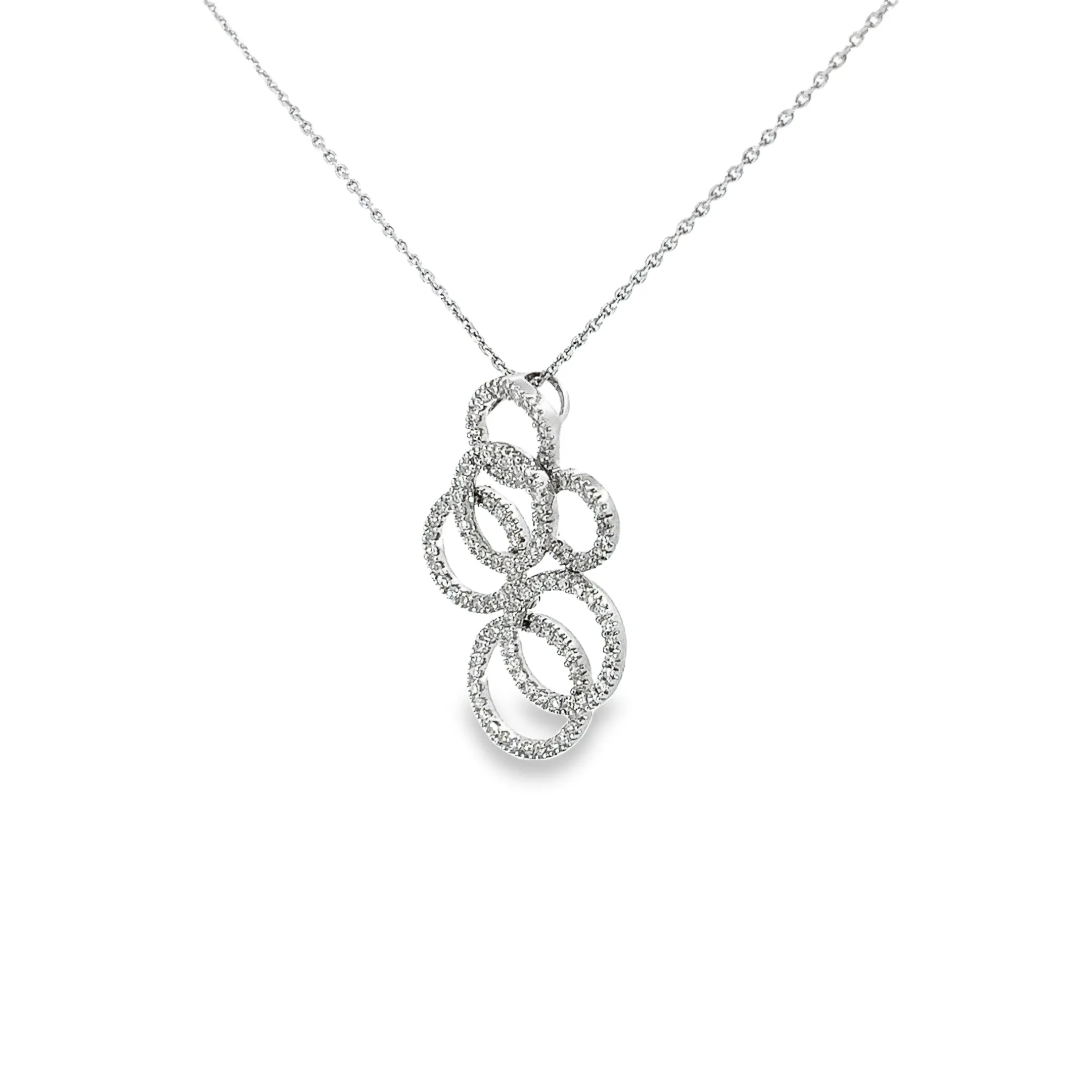 14k White Gold .58ct H SI1 Round Diamond Bubble Necklace