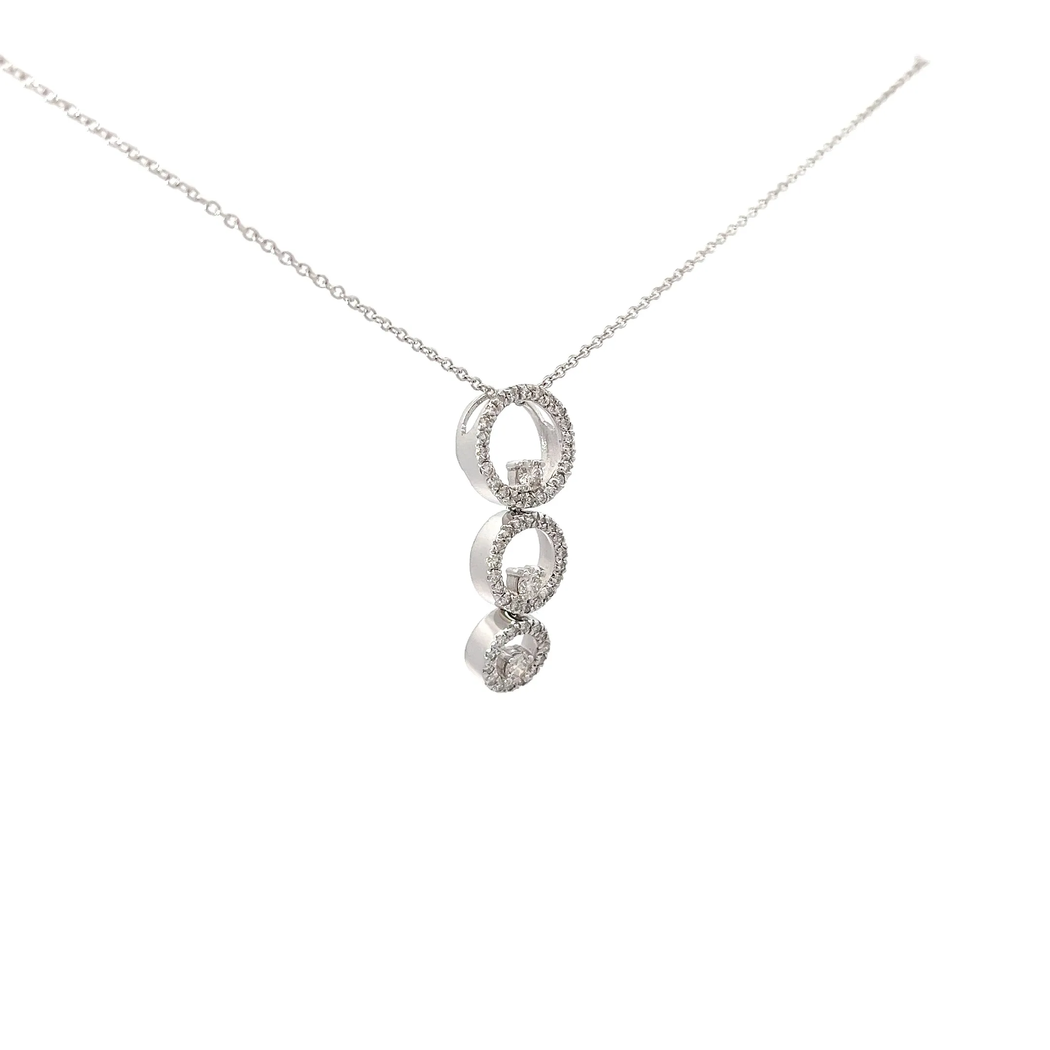 14K WHITE GOLD .75CT G SI1 GRADUATE PAST, PRESENT AND FUTURE 3 CIRCLE ROUND DIAMOND PENDANT