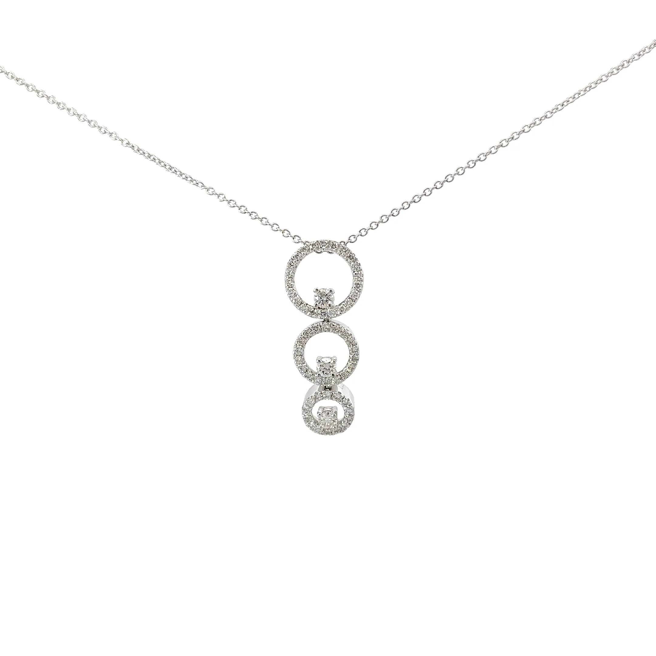 14K WHITE GOLD .75CT G SI1 GRADUATE PAST, PRESENT AND FUTURE 3 CIRCLE ROUND DIAMOND PENDANT