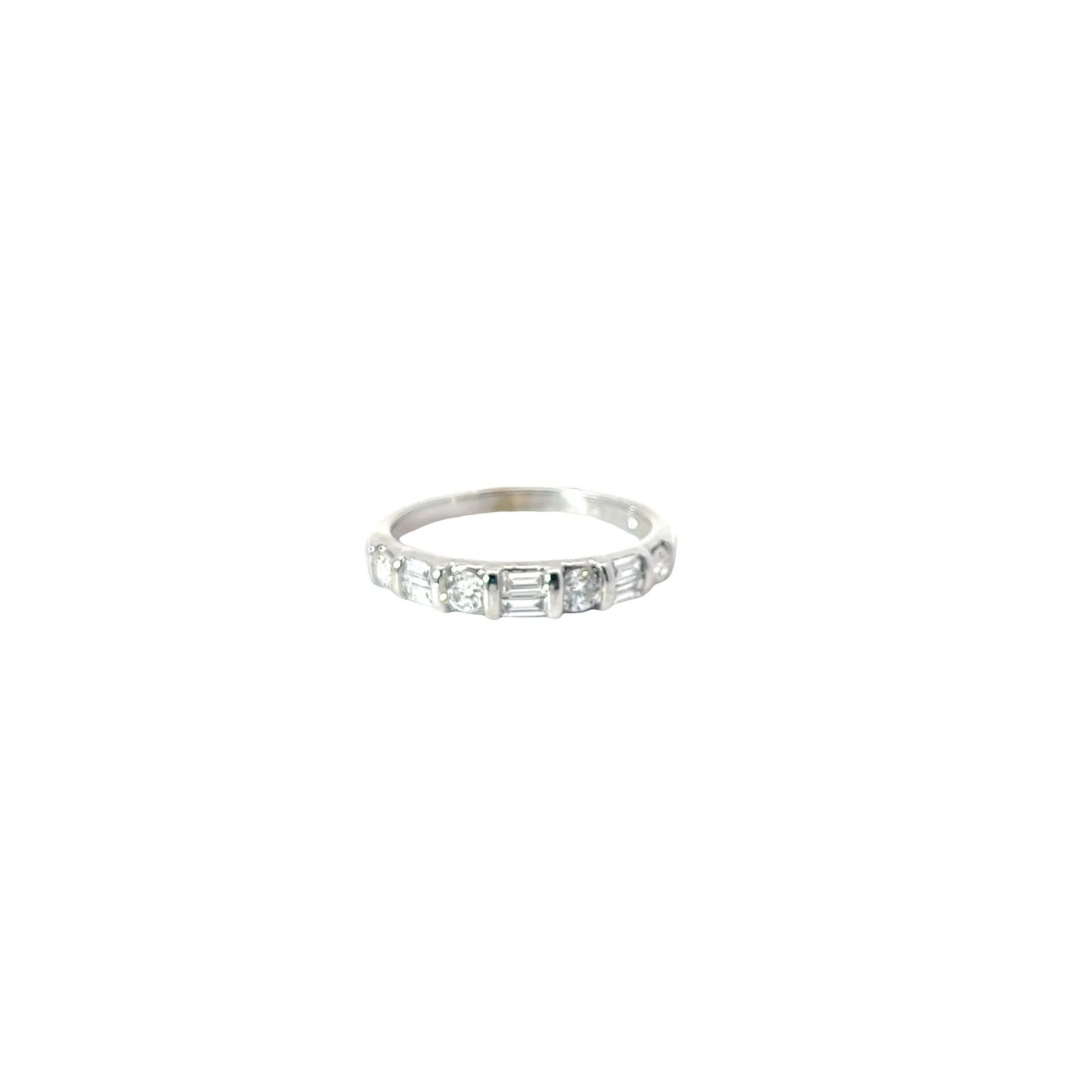 14k white gold .78ct G SI1 Baguette and Round diamond Total Weight wedding ring