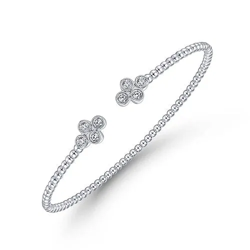 14K White Gold Bujukan Diamonds Split Bangle