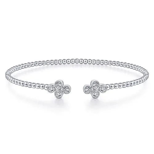 14K White Gold Bujukan Diamonds Split Bangle