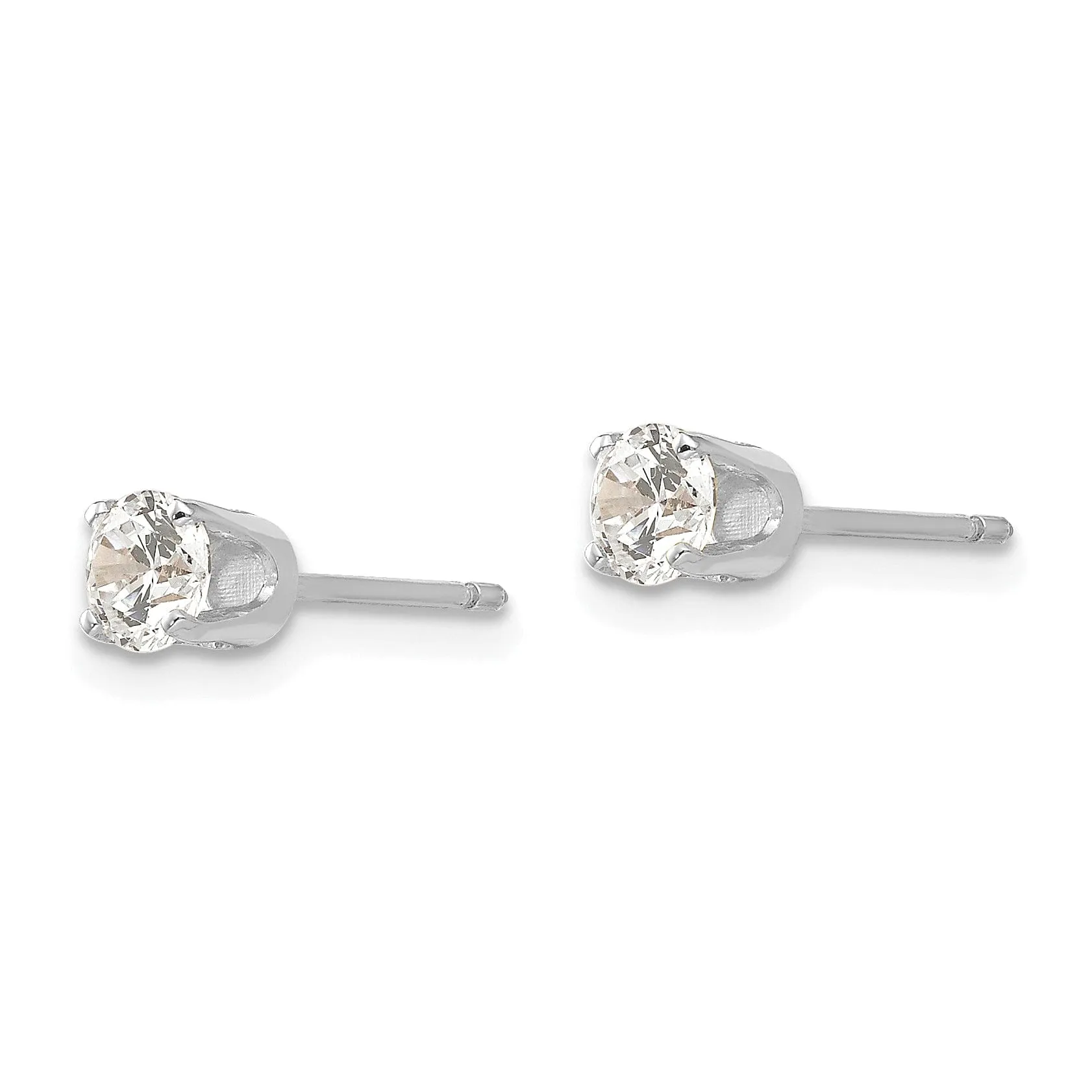 14k White Gold Cubic Zirconia Stud Earrings