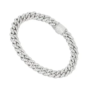 14k White Gold Diamond Cuban Link Bracelets 9 mm
