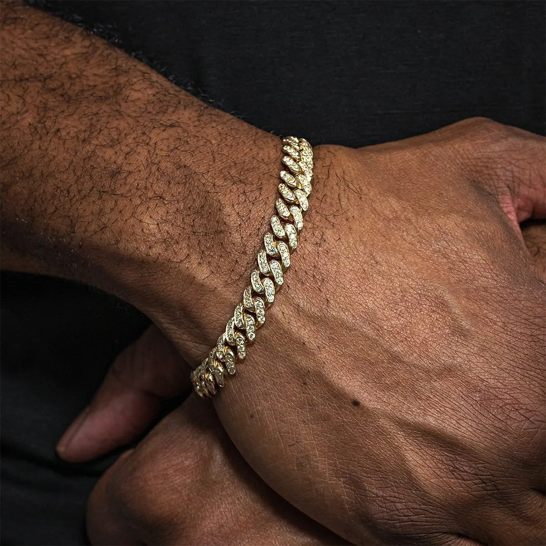 14k White Gold Diamond Cuban Link Bracelets 9 mm