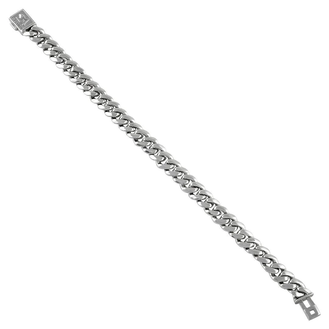 14k White Gold Diamond Cuban Link Bracelets 9 mm