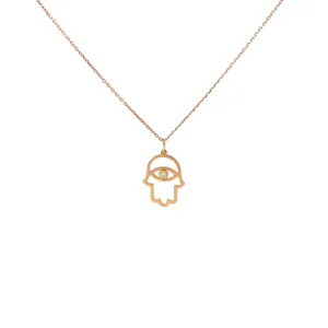 14k White gold Diamond hamsa Necklace