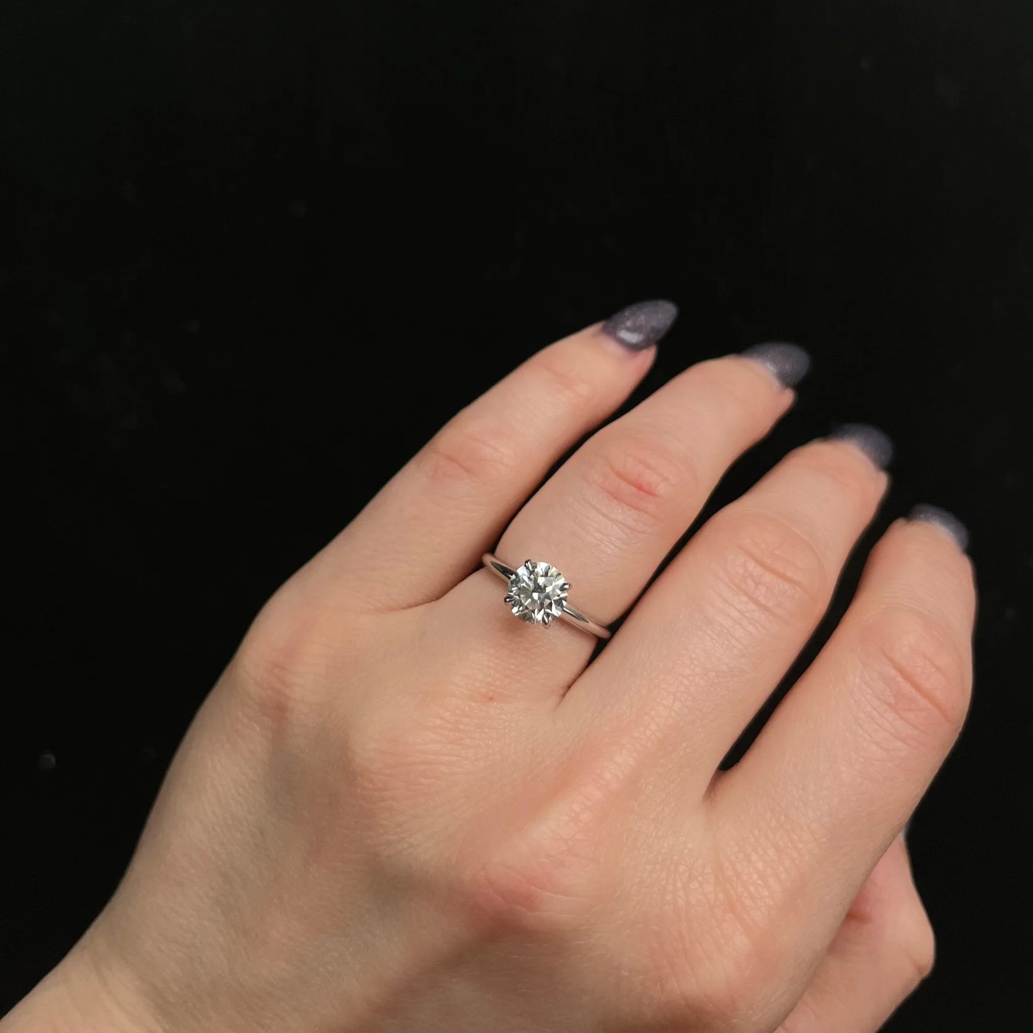 14k White Gold GIA 1.30 Carat Diamond Solitaire Engagement Ring