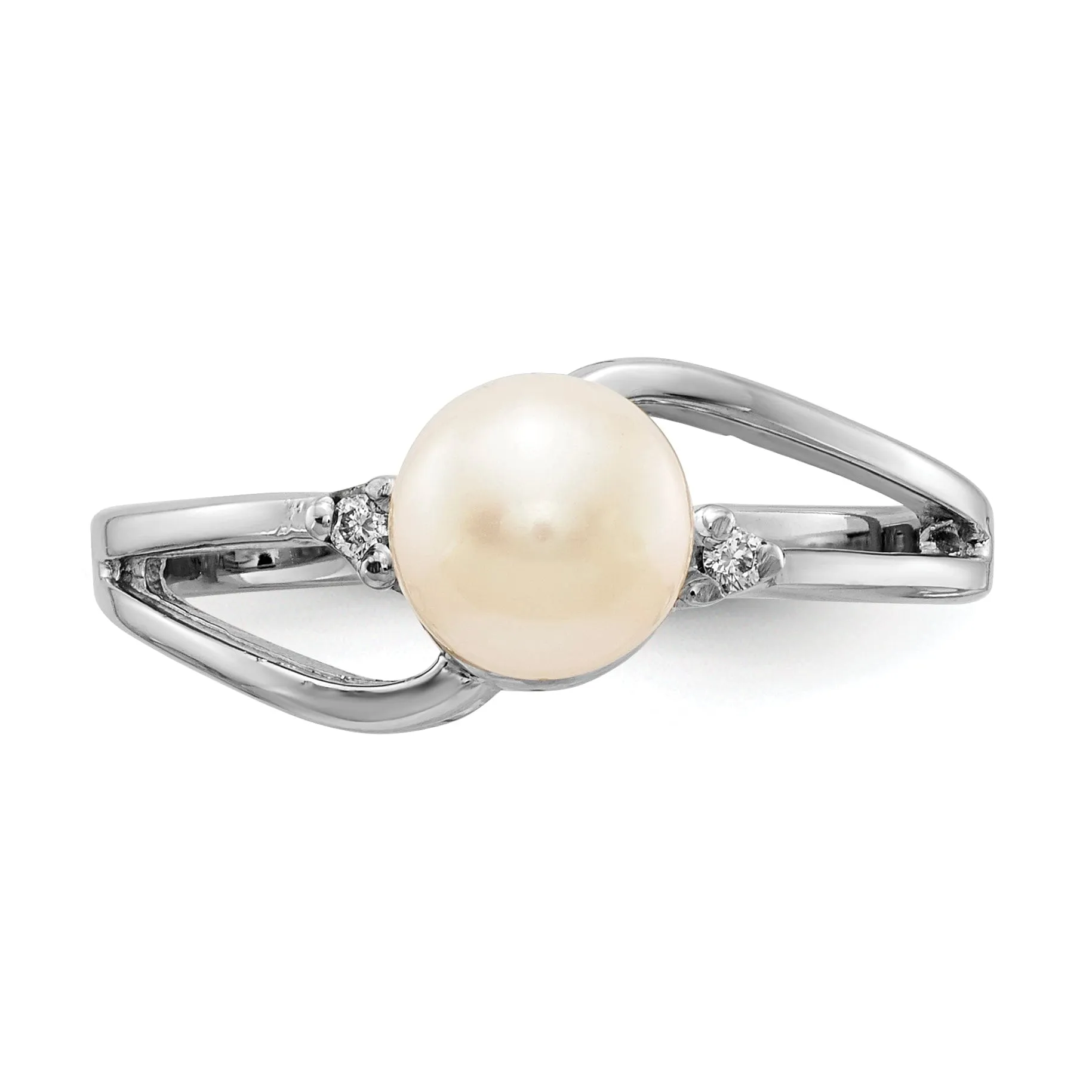 14k White Gold Pearl Diamond Ring