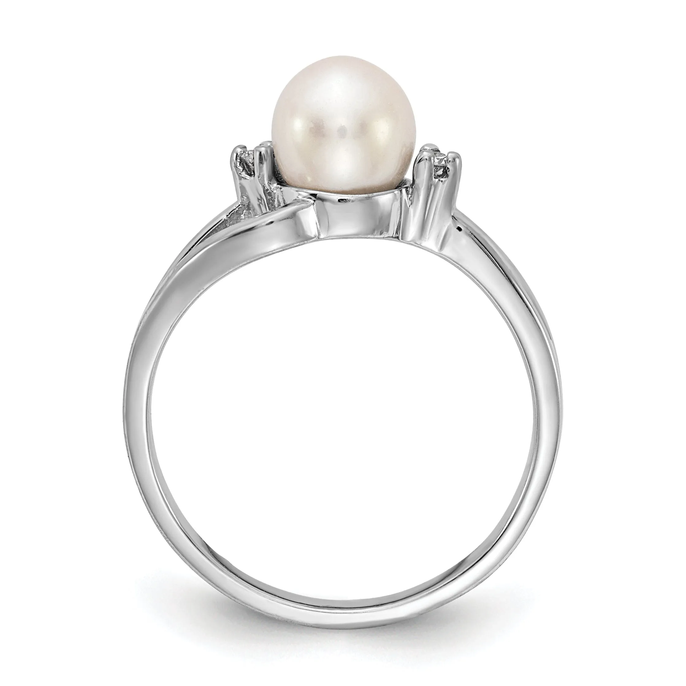 14k White Gold Pearl Diamond Ring