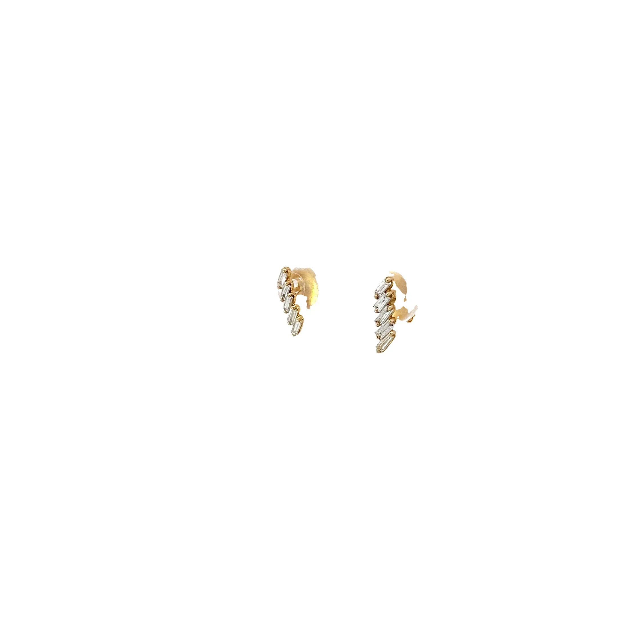 14k Yellow and White Gold .35ct F VS2 Baguette diamond earrings
