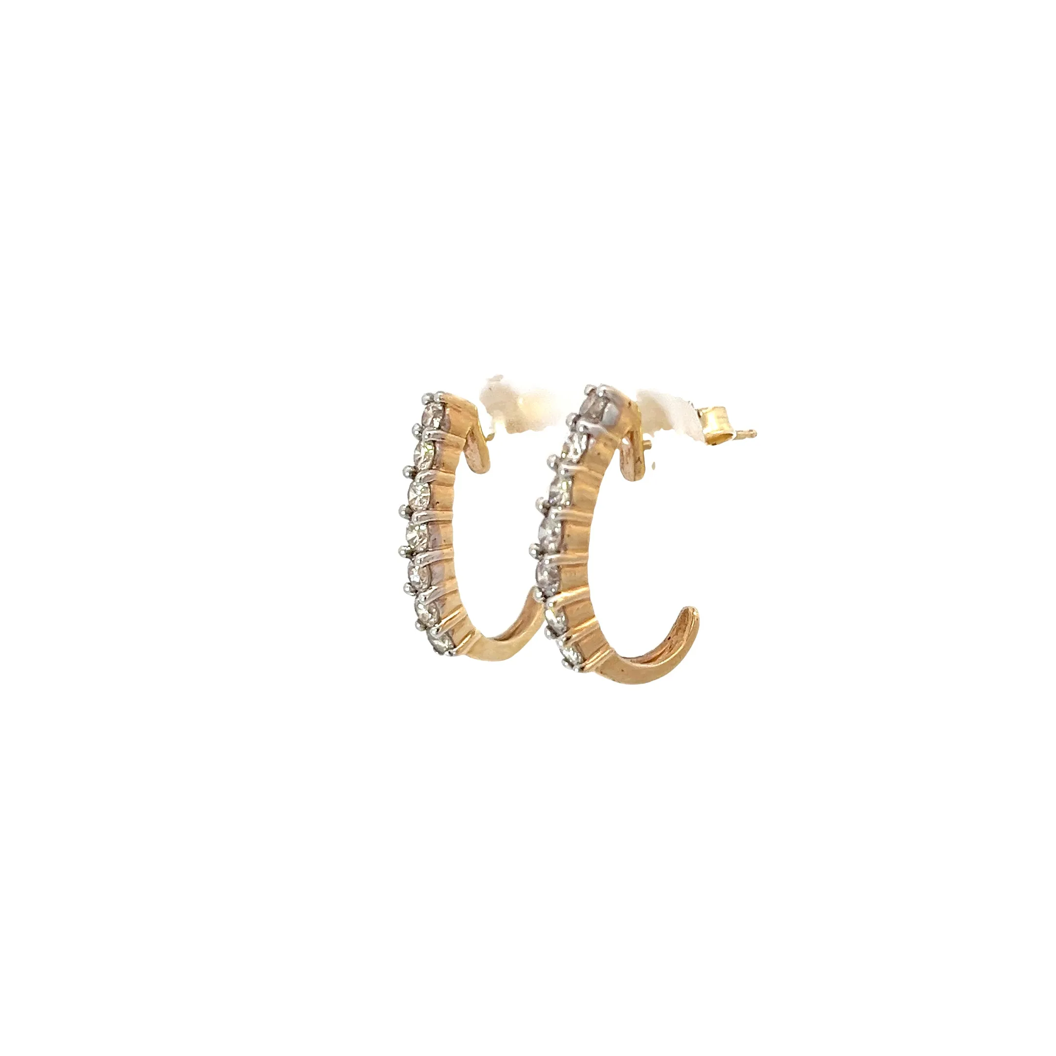 14K YELLOW GOLD  1 CT TOP LIGHT BROWN VS2 DIAMOND EARRING