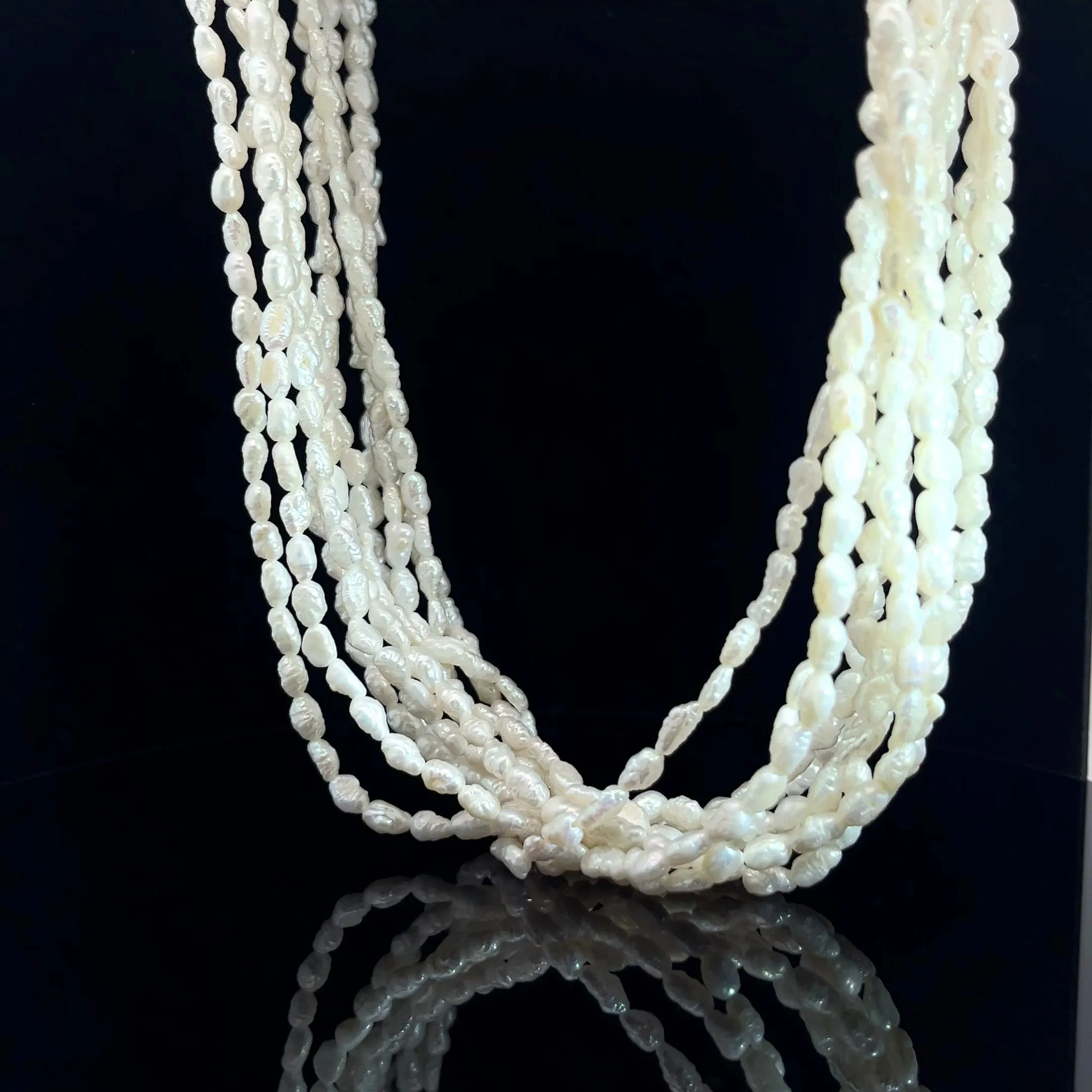 14k Yellow Gold 10 Strand Fresh Water Pearl Necklace