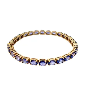 14K YELLOW GOLD .20CT  AA TANZANITE 28 OVAL  BRACELET 7 1/2