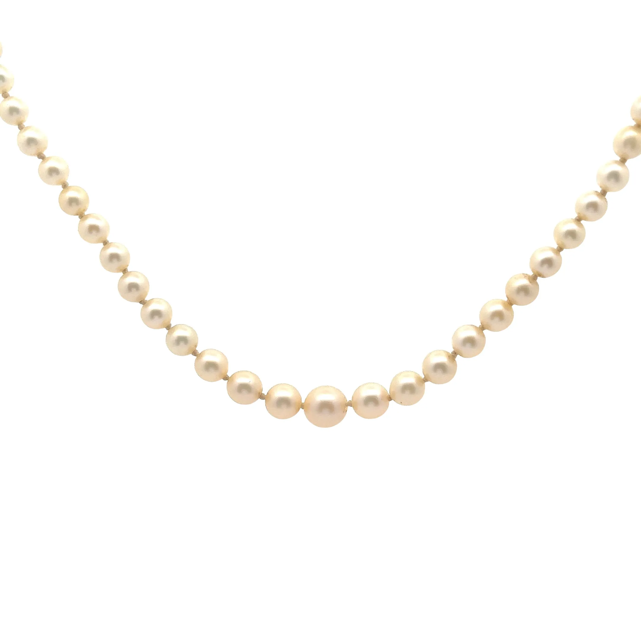 14K YELLOW GOLD 7MM /3.5MM GRADUATED 20"INCH SALT WATER PEARL STRAND 2" NECKLACE