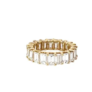 14k Yellow Gold 8.06ct G VS2 Emerald Cut Diamond Eternity Ring