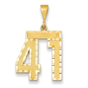 14k Yellow Gold Diamond Cut Texture Finish Large Size Number 41 Charm Pendant