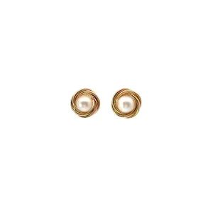14K YELLOW GOLD FRESH WATER WHITE PEARL 6MM EARRING