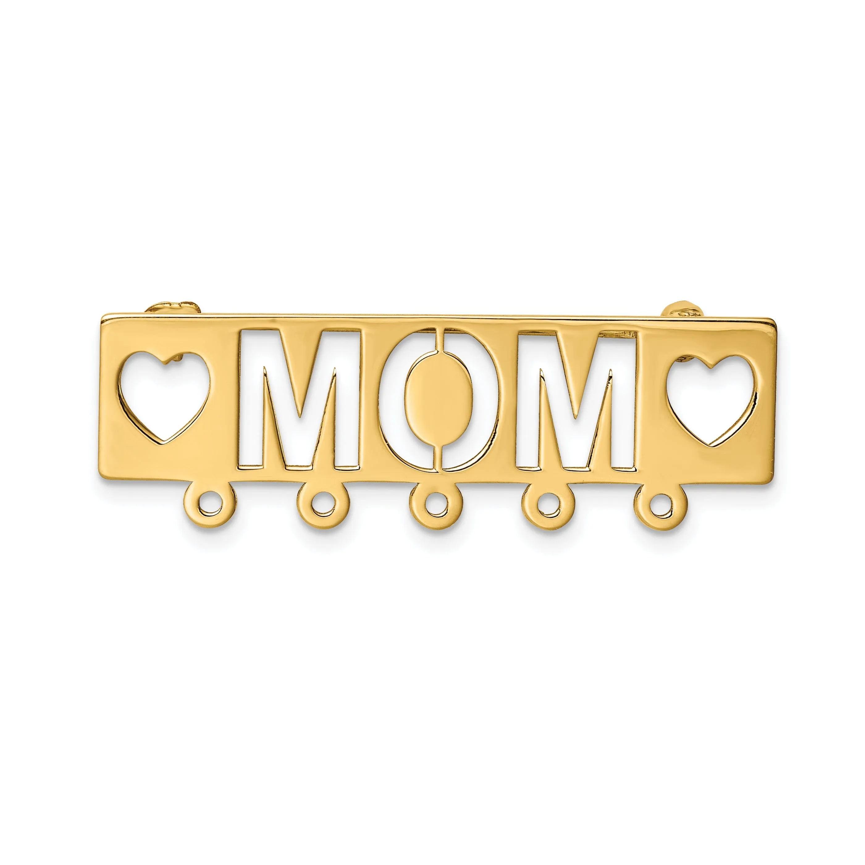 14k Yellow Gold Polished Mom Pin