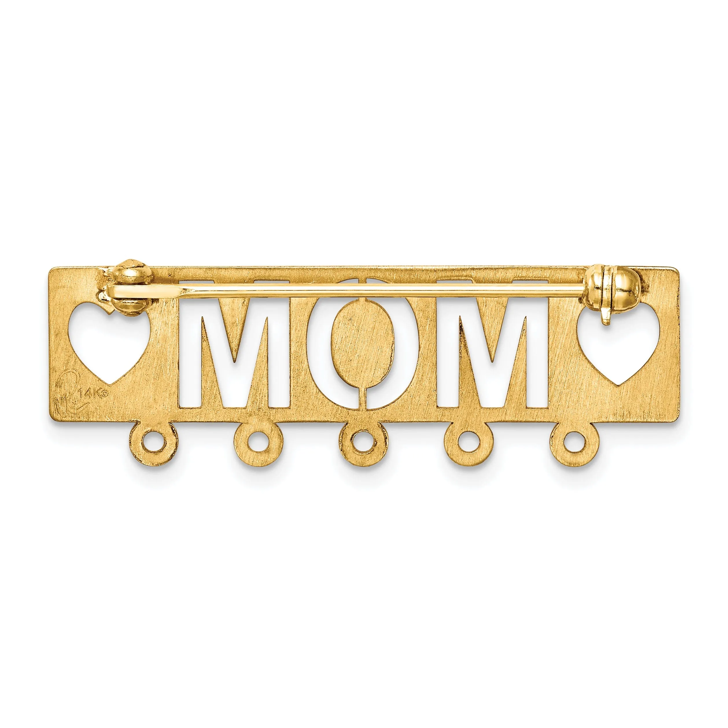 14k Yellow Gold Polished Mom Pin
