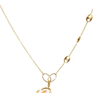 14k Yellow Gold Puffed Link Necklace