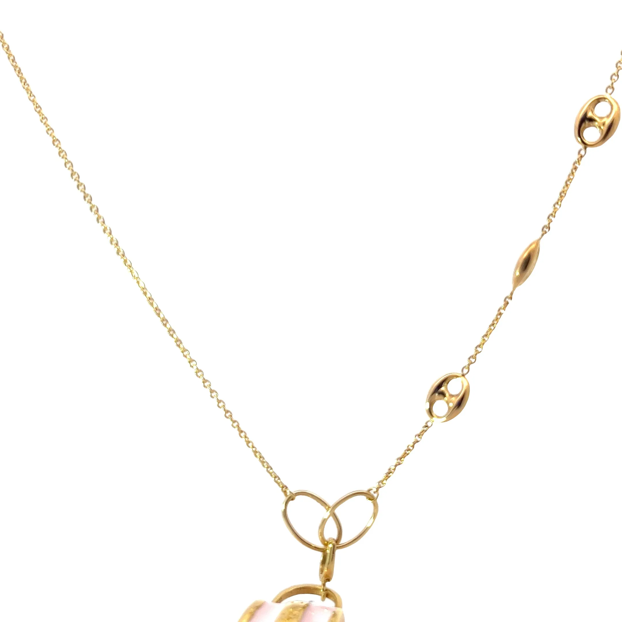 14k Yellow Gold Puffed Link Necklace
