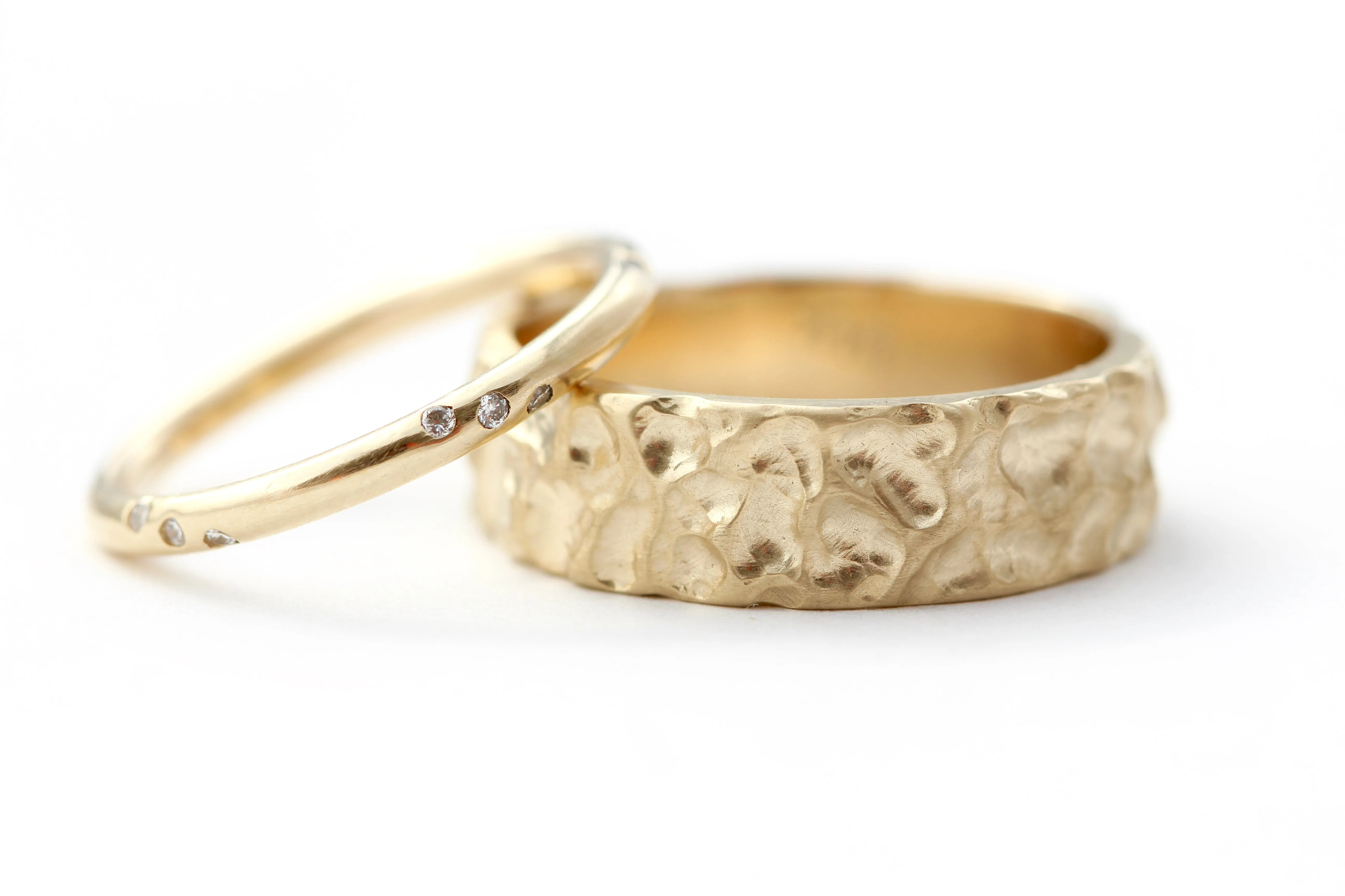 14k yellow gold ring with round white diamonds