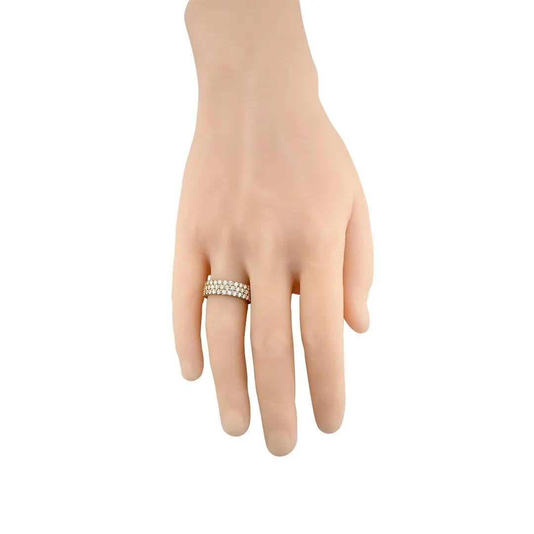 14k Yellow Gold Triple Row Diamond Eternity Wedding Band Ring 4.77 Ctw