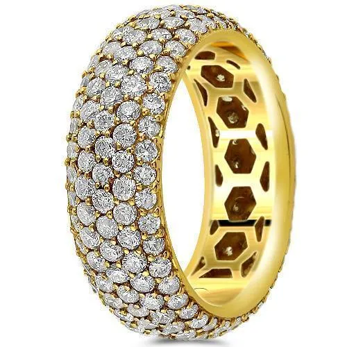 14K Yellow Solid Gold Diamond Eternity Ring Band 5.00 Ctw